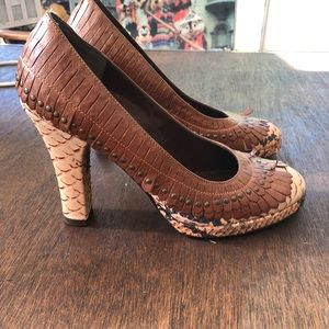Isabella Fiore moccassin fringed heels